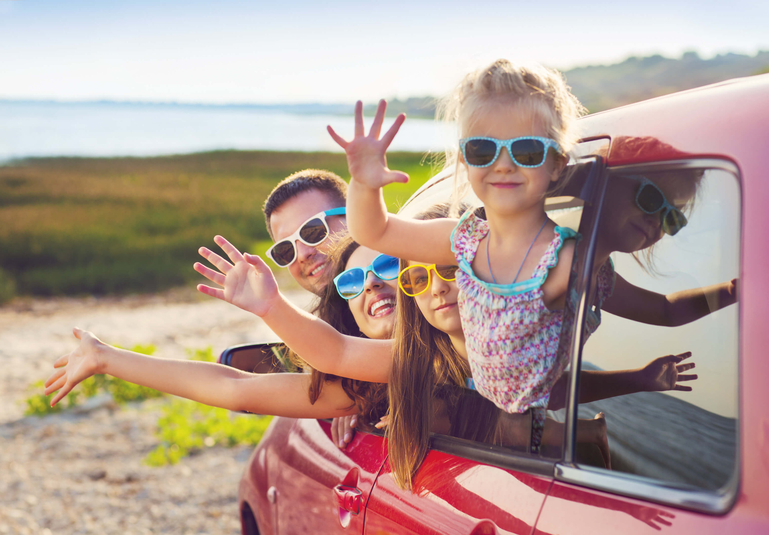 Família no carro em Sarasota