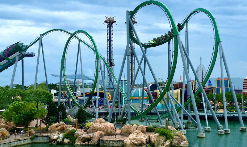 Montanha-russa do Hulk no parque Islands of Adventure em Orlando