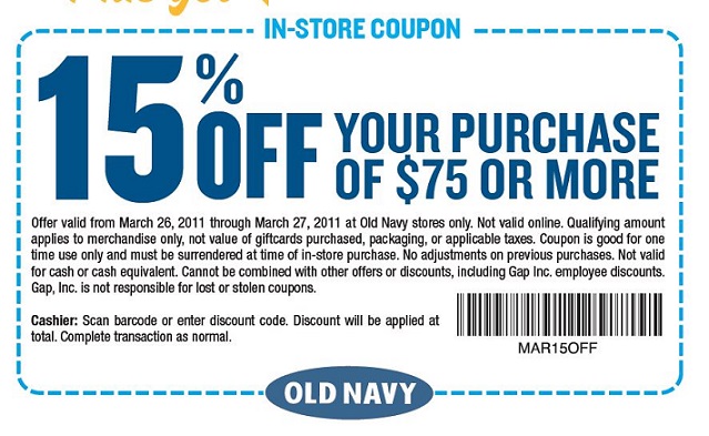 Cupom de desconto da loja Old Navy em Orlando