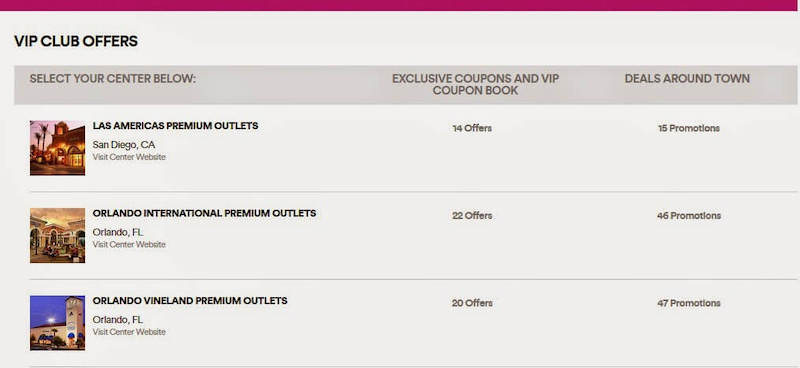 Vip Club de cupons de desconto nos Premium Outlets em Orlando