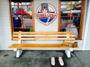 Restaurante Bubba Gump em Orlando: o famoso banco de Forrest Gump