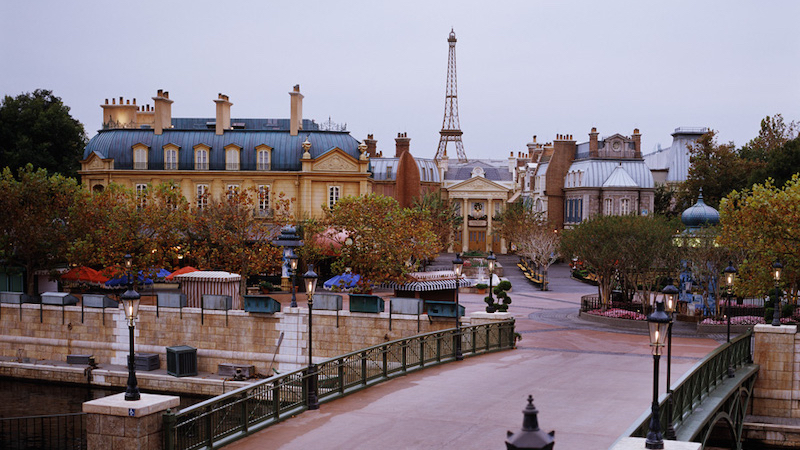 Pavilhão e área da França no Disney Epcot em Orlando