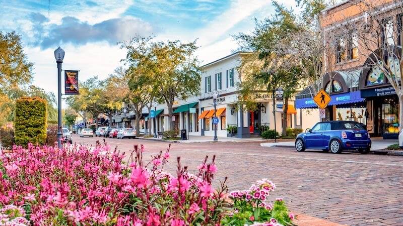 Rua em Winter Park na Flórida