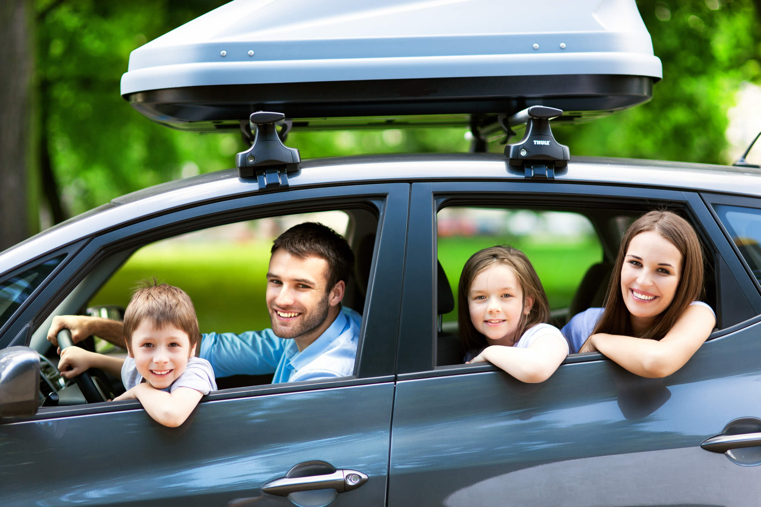 Família no carro em Key West