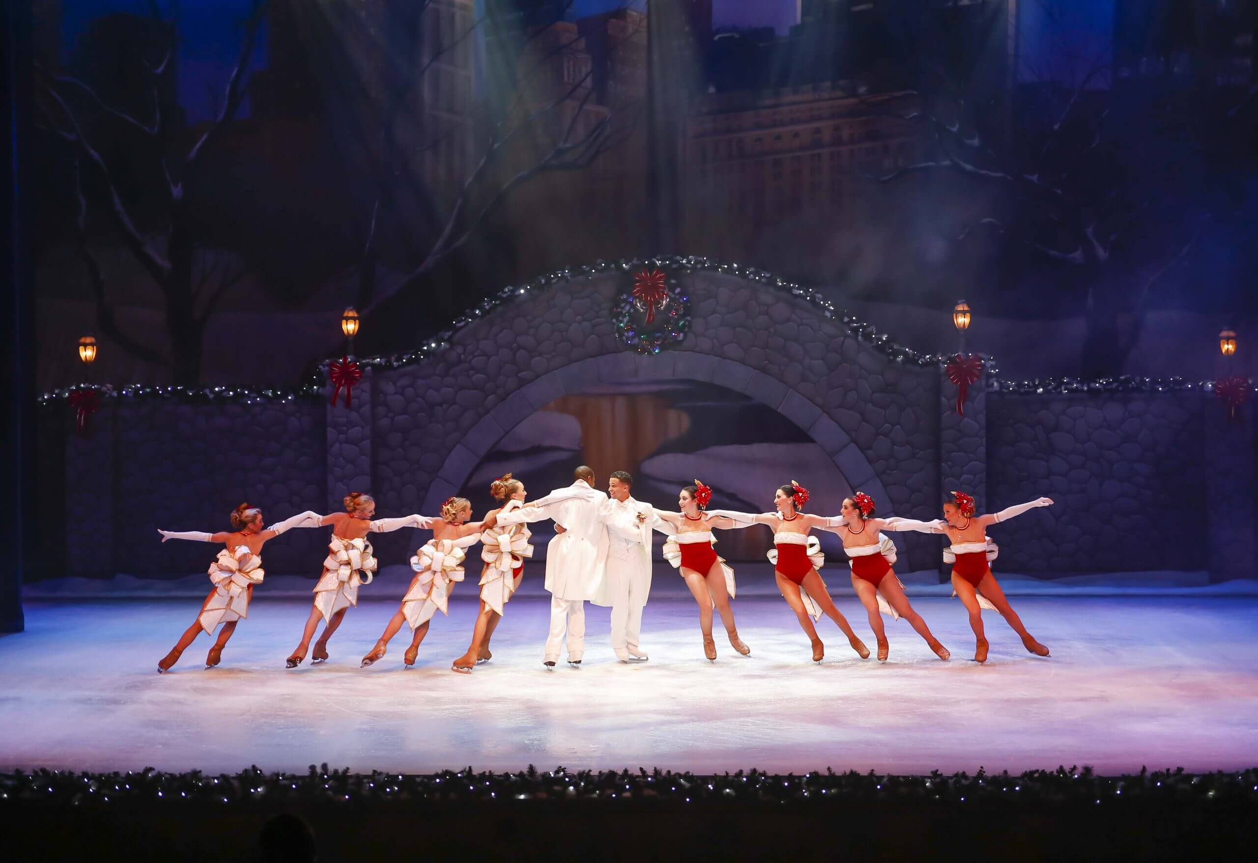 Christmas On Ice na Christmas Town no parque Busch Gardens