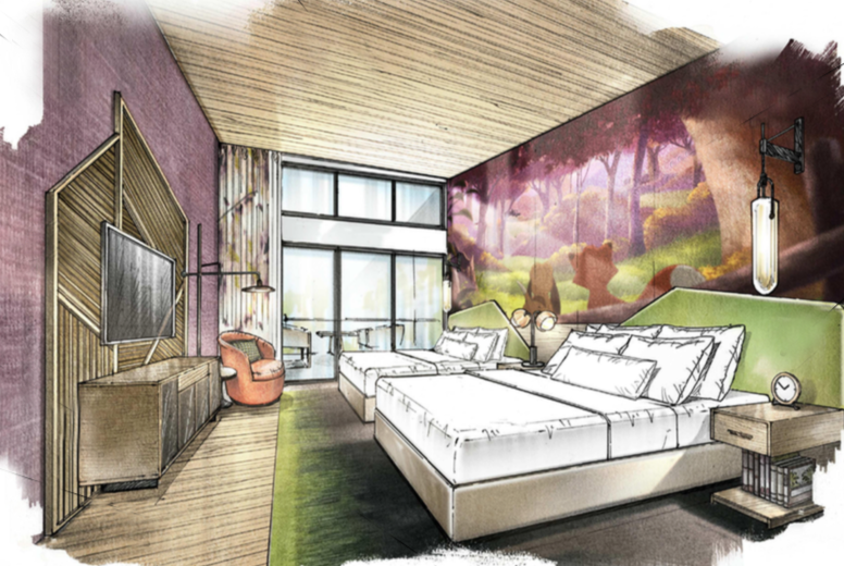 Arte prévia do quarto no hotel Reflections: A Disney Lakeside Lodge em Orlando