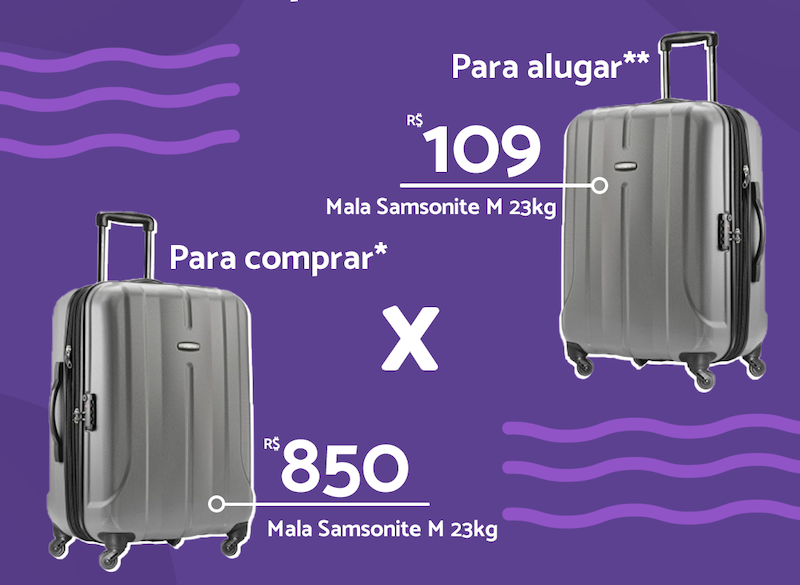 Comparação de preços entre alugar e comprar mala de viagem