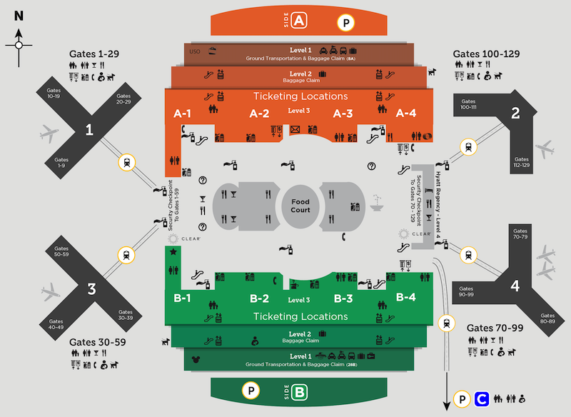 Mapa do Aeroporto de Orlando