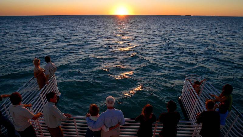 Visitantes no passeio de barco em Key West