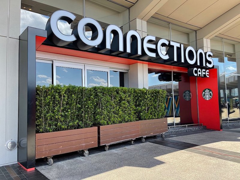 Entrada do Connections Cafe no Epcot da Disney Orlando