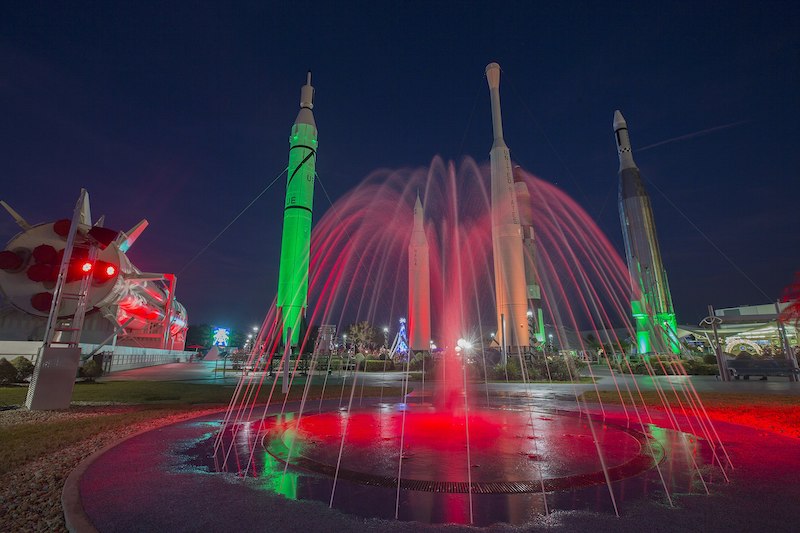 Rocket Garden no Holidays in Space no Kennedy Space Center em Orlando