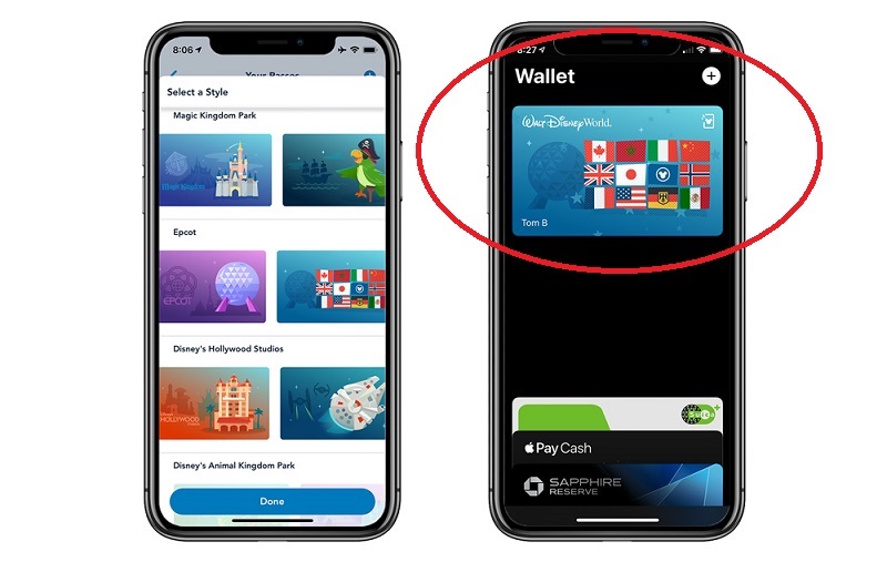 Ingressos virtuais da Disney Orlando na Apple Wallet