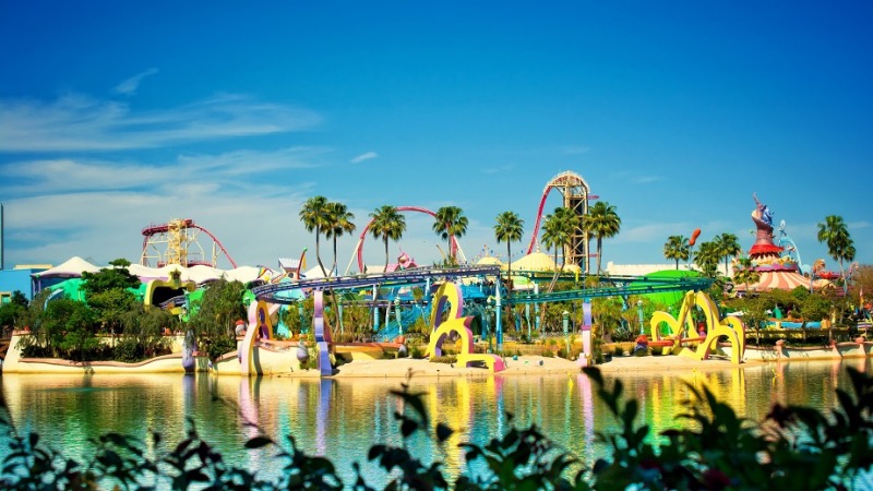 Vista das atrações no Islands of Adventure em Orlando